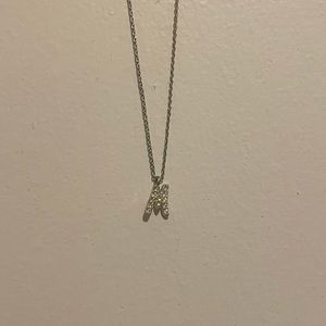 “M” Initial Rhinestone Necklace
